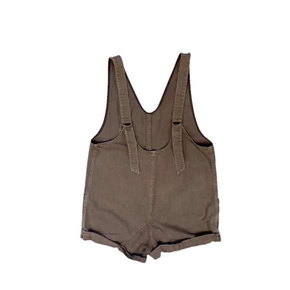 We The Free High Roller Shortall Size M Brown Denim Cotton Overalls Free People - Picture 8 of 14